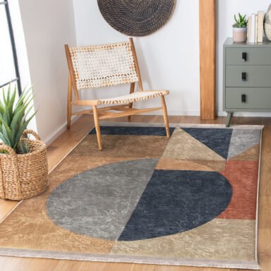 Pastel Zeminde Modern Motifli Geometrik Desenli Geometrik Sade & Şık Salon & Oturma Odası Yatak Odası Dijital Baskılı Makinede Yıkanabilir Kaymaz Taban Saçaklı Halı