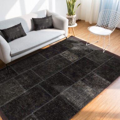 Kahverengi Zeminde Patchwork Motifli Geleneksel Desenli Vintage Klasik Salon & Oturma Odası Yatak Odası Dijital Baskılı Makinede Yıkanabilir Kaymaz Taban Saçaklı Halı
