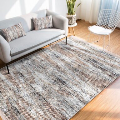 Krem Zeminde Eskitme Motifli Örme Desenli Eskitme Motifli Modern Salon & Oturma Odası Yatak Odası Dijital Baskılı Makinede Yıkanabilir Kaymaz Taban Saçaklı Halı