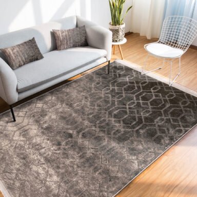 Kahverengi Zeminde Geometrik Motifli Antik Desenli Sade & Şık Geometrik Koridor & Antre Dış Mekan & Outdoor Dijital Baskılı Makinede Yıkanabilir Kaymaz Taban Saçaklı Halı