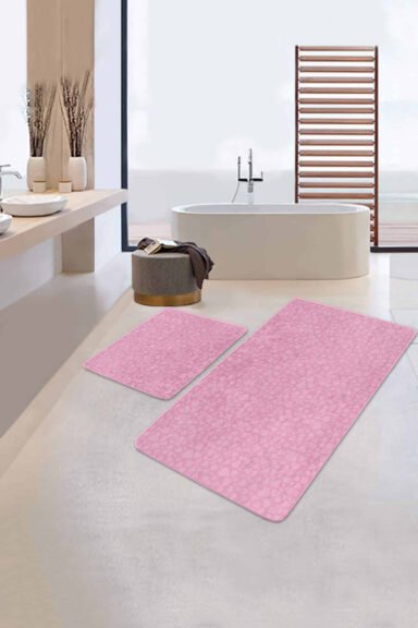Love Tasarımlı Dijital Baskılı 2'li Kaymaz Tabanlı Banyo Paspas Takımı