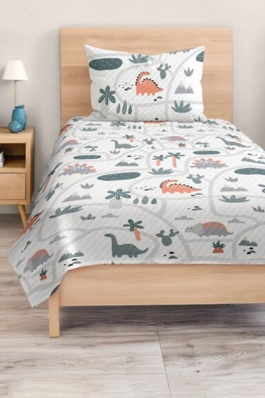 Sevimli Dinozor Desenli Çocuk ve Genç Odası Tek Kişilik Pike Takımı