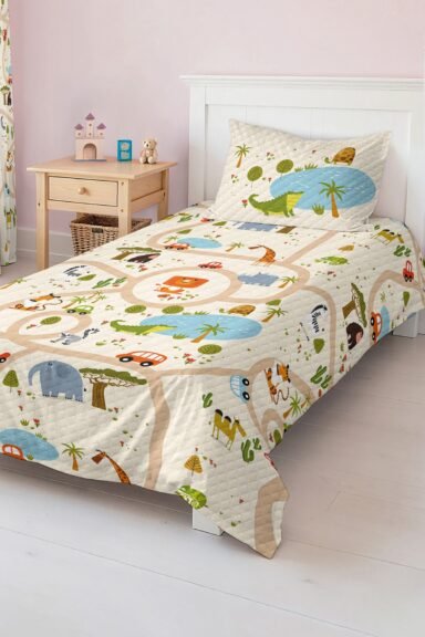 Hayvan ve Doğa Temalı Tek Kişilik Çocuk ve Genç Odası Pike Takımı