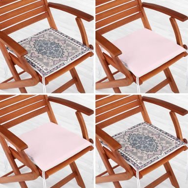4'lü Dijital Baskılı Dekoratif Fermuarlı Sandalye Minderi Seti