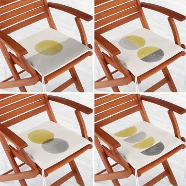 4'lü Soyut Çizimli Pastel Renkli Özel Tasarım Dijital Baskılı Modern Fermuarlı Sandalye Minderi Seti