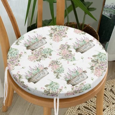 Flower & Çiçek Demetleri Özel Tasarım Dijital Baskılı Yuvarlak Fermuarlı Sandalye Minderi