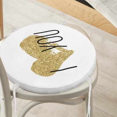I Love You Aşk Temalı Dijital Baskılı Modern Yuvarlak Fermuarlı Sandalye Minderi