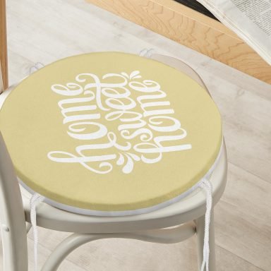 Home Sweet Home Dijital Baskılı Yuvarlak Fermuarlı Sandalye Minderi
