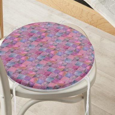 Geometrik Pudra Renkler Modern Tasarımlı Yuvarlak Fermuarlı Sandalye Minderi