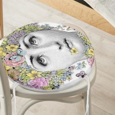 Realhomes Piero Fornasetti Tasarımlı Yuvarlak Fermuarlı Sandalye Minderi