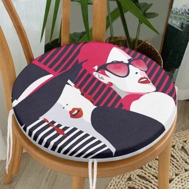 Fashion Womens Popart Modern Tasarımlı Yuvarlak Fermuarlı Sandalye Minderi