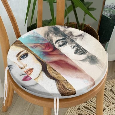 Fashion Womens Dijital Baskılı Yuvarlak Fermuarlı Sandalye Minderi