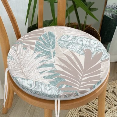 Modern Floral Desen Dijital Baskılı Özel Tasarım Yuvarlak Fermuarlı Sandalye Minderi