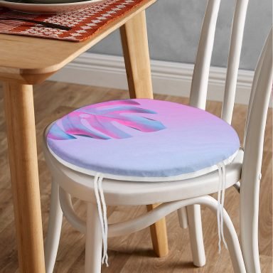 Neon Zeminli Devetabanı Motifli Yuvarlak Fermuarlı Sandalye Minderi