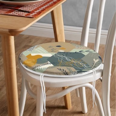 Geometrik Şekilli Bohemian Özel Tasarımlı Modern Yuvarlak Fermuarlı Sandalye Minderi