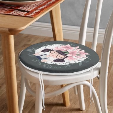 Fashion Girl Dijital Baskılı Modern Yuvarlak Fermuarlı Sandalye Minderi