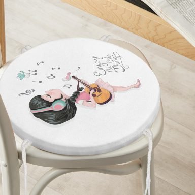 Fashion Pop Art Tasarımlı Dijital Baskılı Modern Yuvarlak Fermuarlı Sandalye Minderi