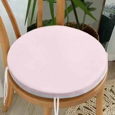 Pembe Renkli Dijital Baskılı Yuvarlak Fermuarlı Sandalye Minderi