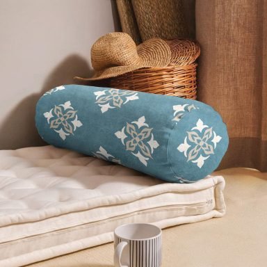 Damask Desen Motifli Dekoratif İç Dolgulu Fermuarlı Çok Amaçlı Silindir Yastık Kırlent