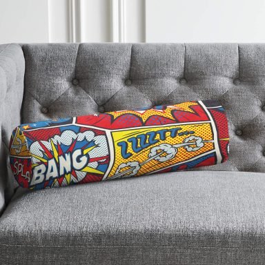 Modern Pop Art Tasarımlı Dijital Baskılı Modern İç Dolgulu - Fermuarlı Süet Berjer Silindir Yastık Kırlent