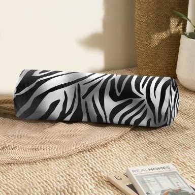 Zebra Desenli Dijital Baskılı Modern İç Dolgulu Fermuarlı Çok Amaçlı Silindir Yastık Kırlent
