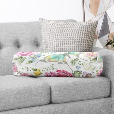 Summer Özel Seri Dijital Baskılı Modern İç Dolgulu Süet Silindir Yastık Kırlent - Bel Yastığı