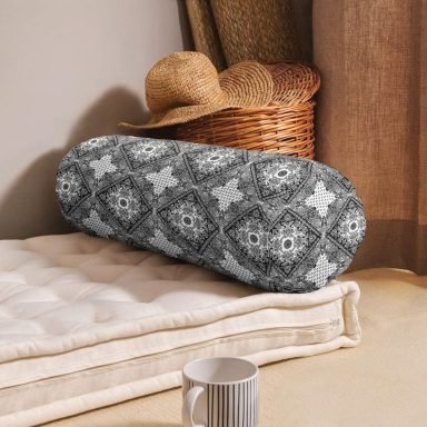Modern Sanat Tasarımlı Dijital Baskılı İç Dolgulu - Fermuarlı Süet Berjer Silindir Yastık Kırlent