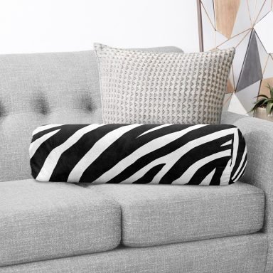 Zebra Derisi Desenli Dijital Baskılı Modern İç Dolgulu Fermuarlı Çok Amaçlı Silindir Yastık Kırlent
