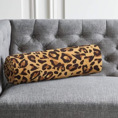 Özel Tasarım Zebra Motifli Modern İç Dolgulu - Fermuarlı Süet Silindir Daire Yastık Kırlent
