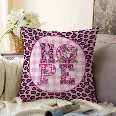 Pembe Leopar Desenli Hope Tasarımlı Modern Raşel Yastık Kırlent Kılıfı