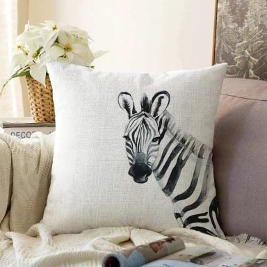 Zebra Özel Tasarım Dijital Baskılı Raşel Yastık Kırlent Kılıfı