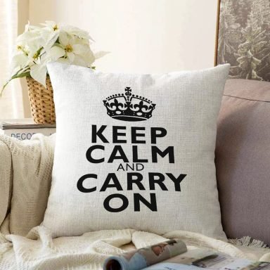 Keep Calm And Carry On Dekoratif Raşel Yastık Kırlent Kılıfı