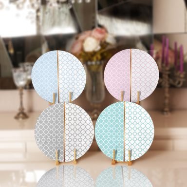 Renkli Ogea Tasarımlı Dijital Baskılı Modern Yuvarlak Servis Altlığı & Supla