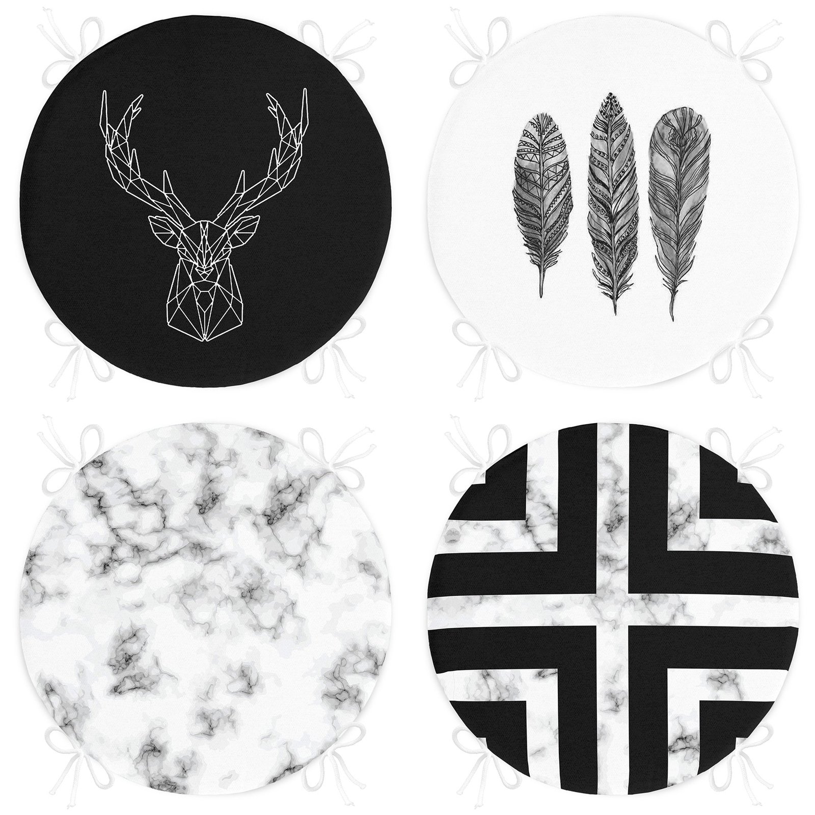 RealHomes Yuvarlak Fermuarlı Sandalye Minderi