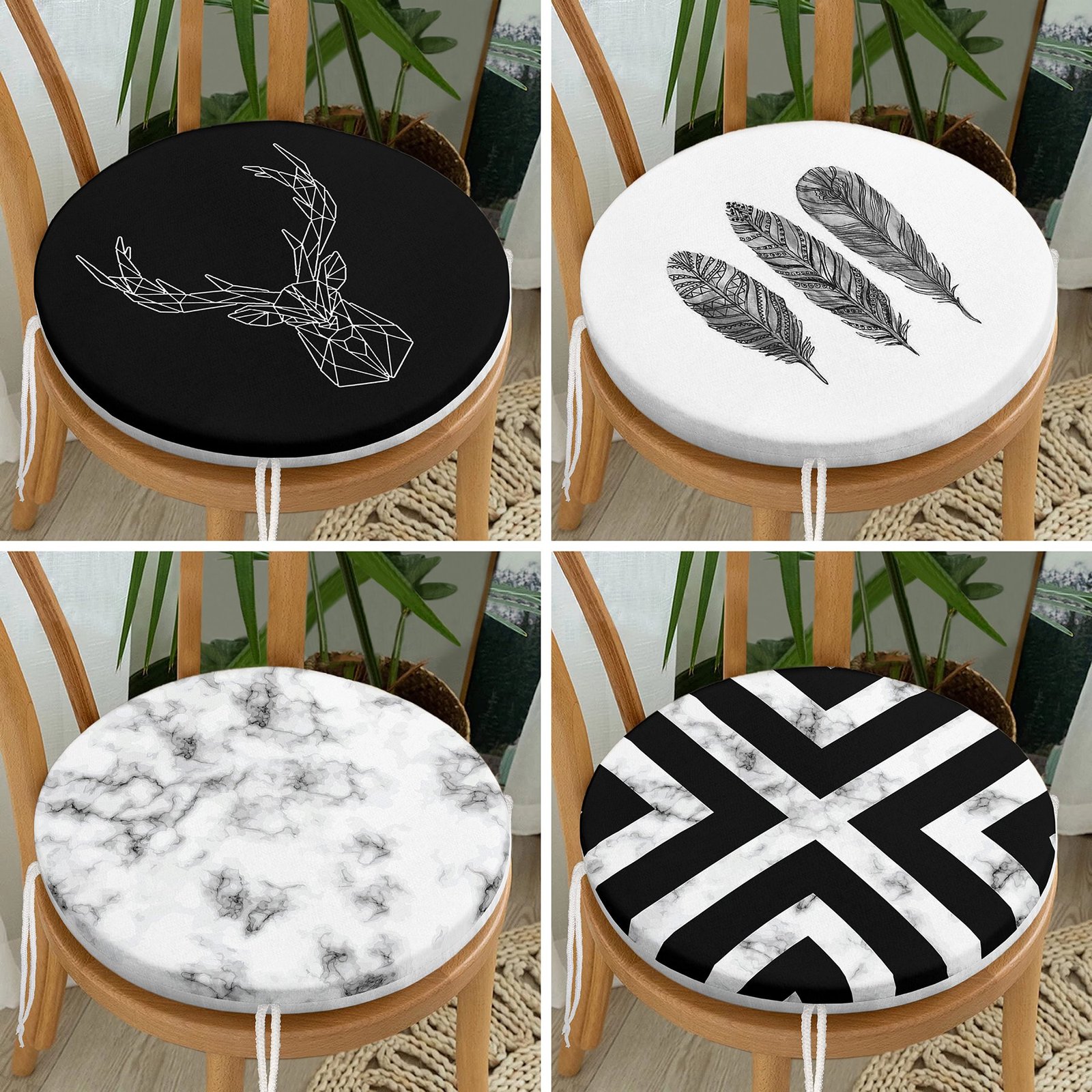 RealHomes Yuvarlak Fermuarlı Sandalye Minderi