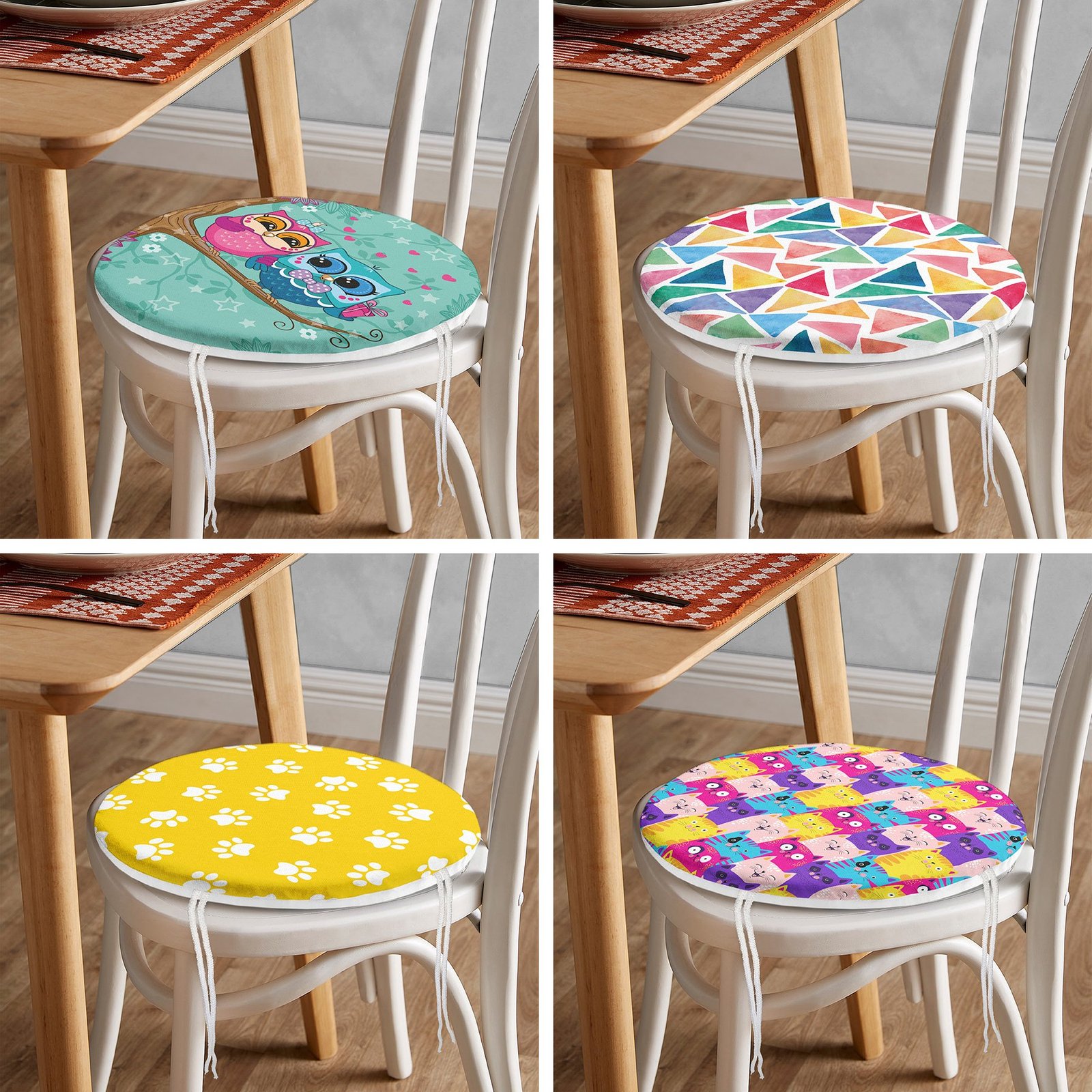 RealHomes Yuvarlak Fermuarlı Sandalye Minderi