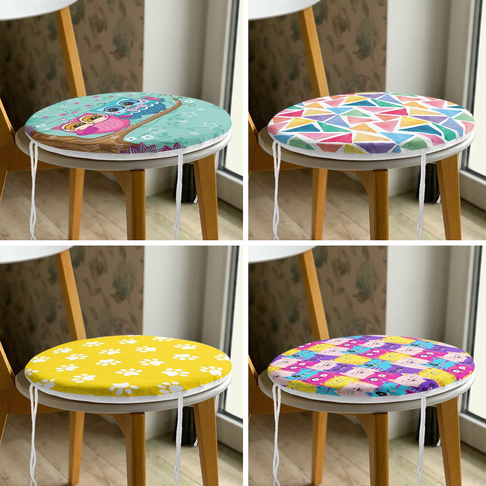 RealHomes Yuvarlak Fermuarlı Sandalye Minderi