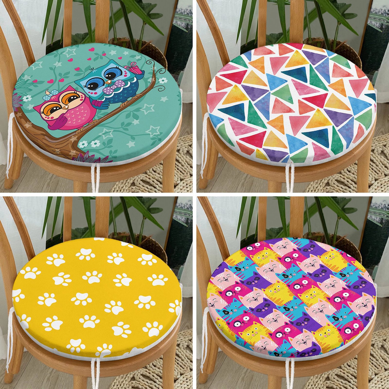 RealHomes Yuvarlak Fermuarlı Sandalye Minderi