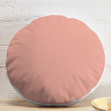 Düz Pudra Renkli Dijital Baskılı Yuvarlak Kırlent Kılıfı