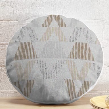 Geometrik Üçgen Tasarımlı Dekoratif Yuvarlak Yastık Kırlent Kılıfı