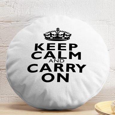 Keep Calm And Carry On Dekoratif Yuvarlak Yastık Kırlent Kılıfı